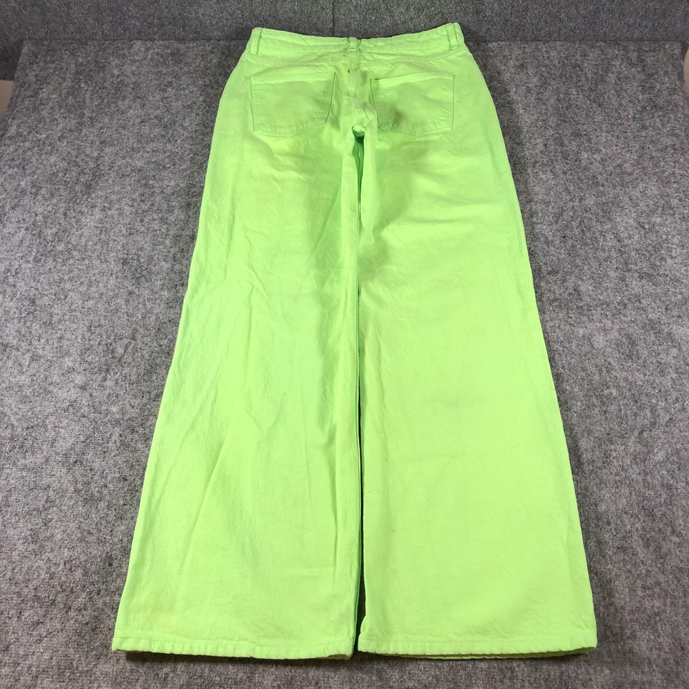 Zara Women's 8 Neon Green The Boogie Pant High Rise Wide Leg Jeans - Picture 10 of 10